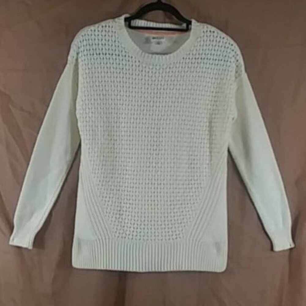 Stylus Women's White Long Sleeve Crewneck Pullover Irish Spring Sweater Size S